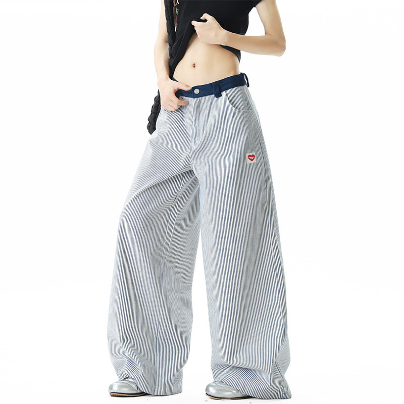 Summer waist joint wide leg loose and versatile floor pants