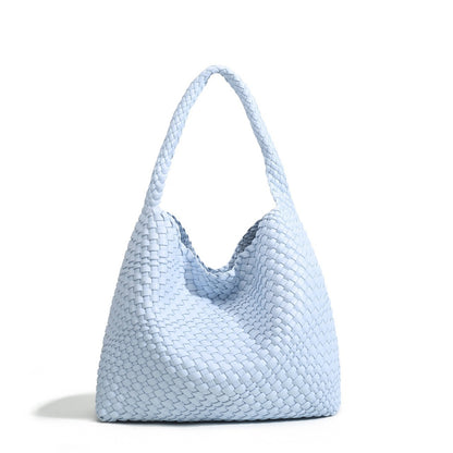 Handgeweven PU-leren bucket bag voor dames