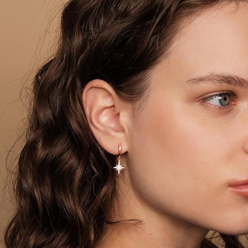 Brass Electroplated Zircon Stud Earrings