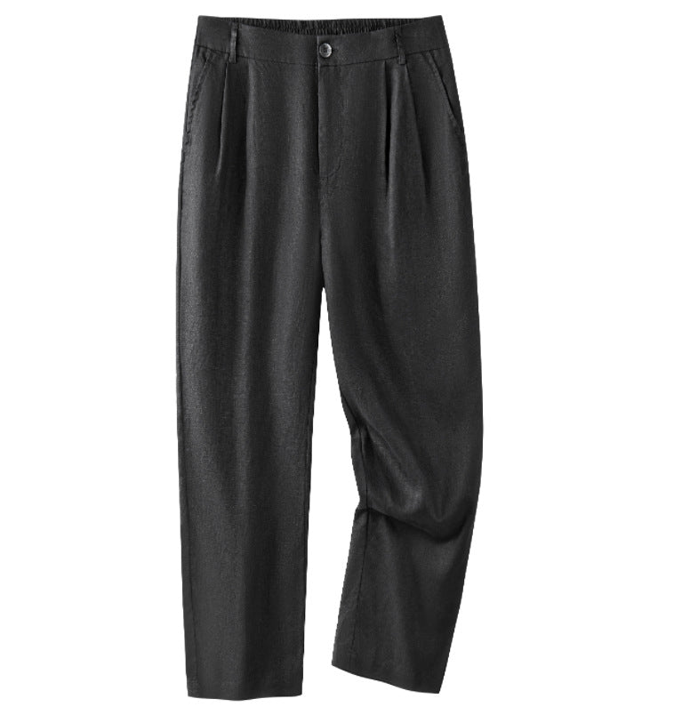 Mens Linen Casual Pants Straight Leg