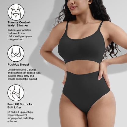 Wireless U-Back Lingerie Set with Tummy Control