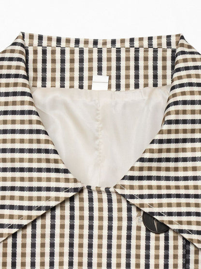 Vintage Plaid Long Sleeve Coat