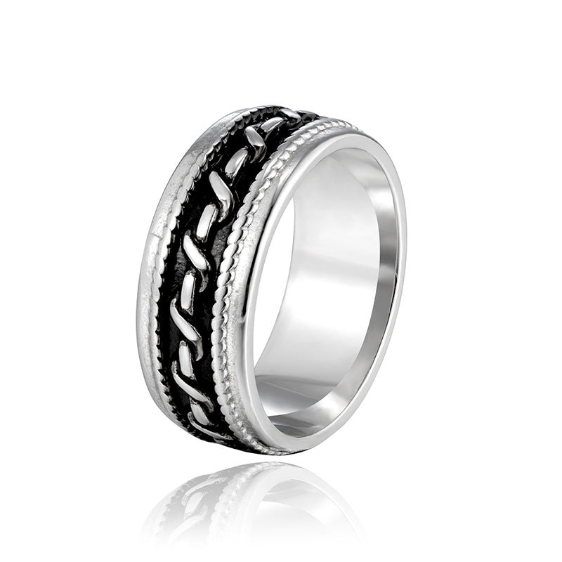 Retro Men's Titanium Steel Rotating Ring