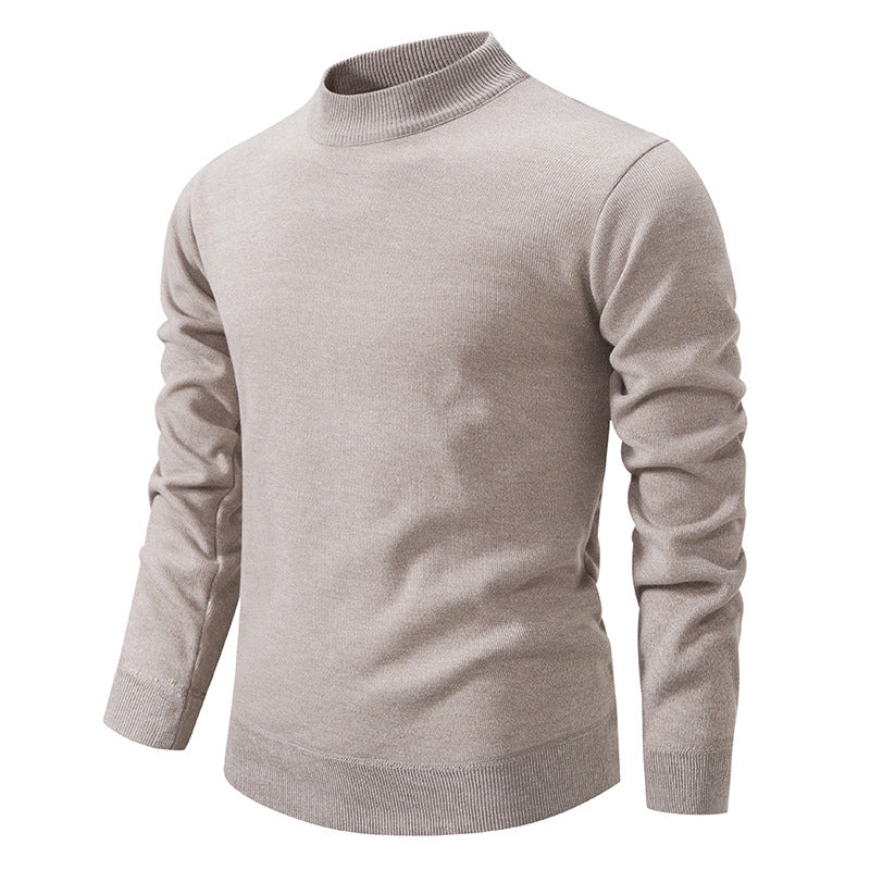 Men's Thickened Fleece-Lined Crew Neck Knit Sweater Autumn Winter