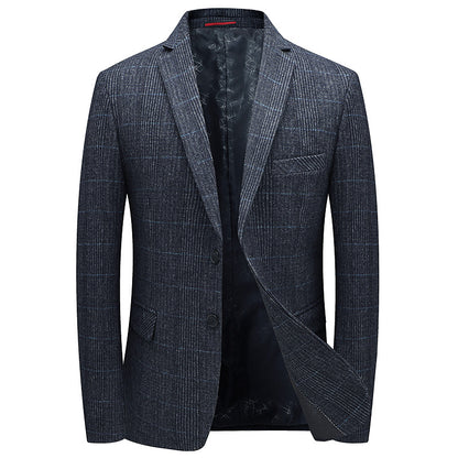 Men's Wool Blend Plaid Suit Coat