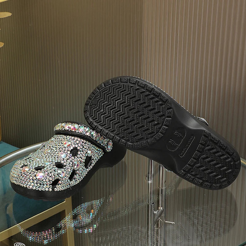 Luxe Europese handgemaakte zomerslippers voor dames versierd met strasssteentjes