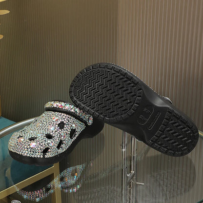 Luxe Europese handgemaakte zomerslippers voor dames versierd met strasssteentjes