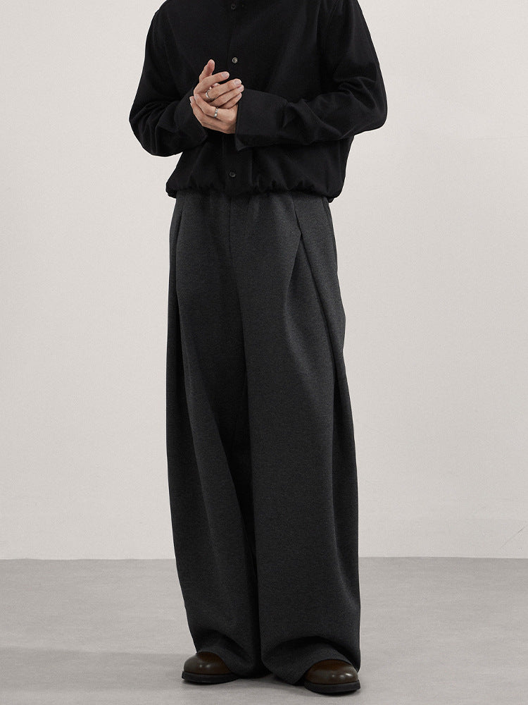 Retro X-shaped pleated casual pants for men and women, loose and straight fit