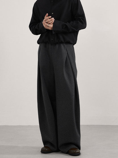 Retro X-shaped pleated casual pants for men and women, loose and straight fit