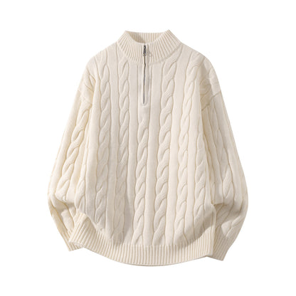 Mens Half Zip Cable Knit Sweater