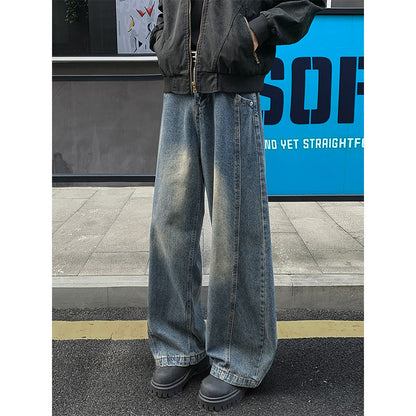 Vintage Blue American-Style Curved Jeans for Men