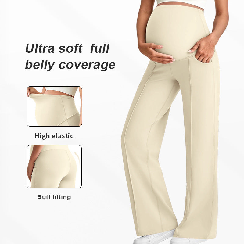Maternity Pants High Waist Wide Leg