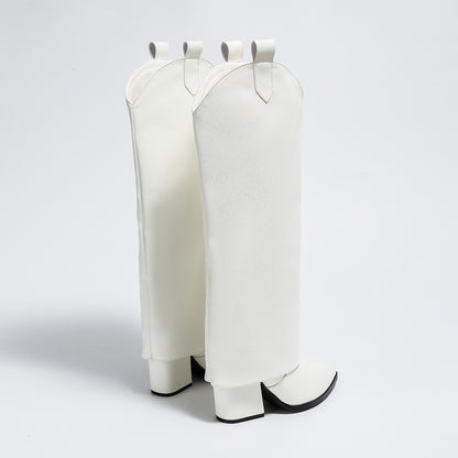 Western PU Puntige Chunky Heel Pantyhose Laarzen