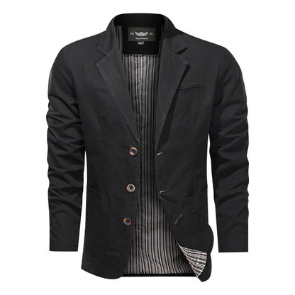 Men's Retro Solid Color Loose Fit Casual Business Jacket