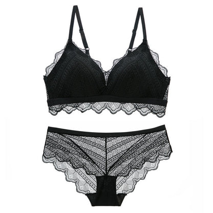 Bra Set Ultra thin Cotton Women bra and panty Lingerie Sexy Embroidery Lace Underwear Sets White