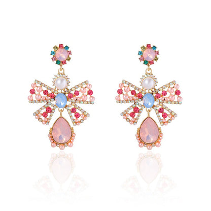 Boho Alloy Pearl Stud Earrings