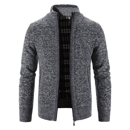 Mens Knitted Stand Collar Cardigan