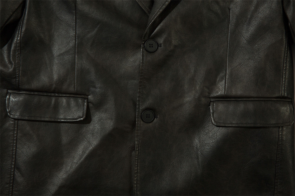 Amerikaans effen PU-leren colbert voor heren