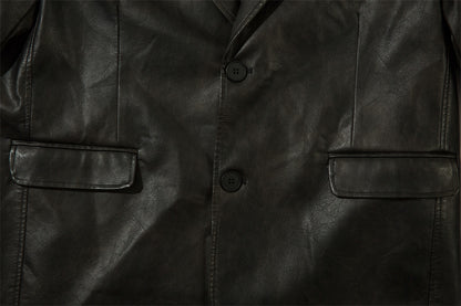 Amerikaans effen PU-leren colbert voor heren