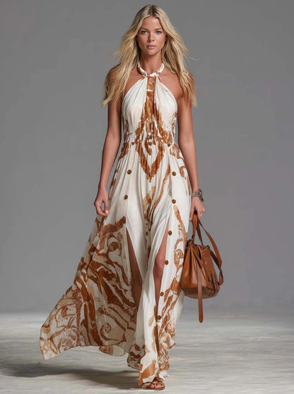 Bohemian OffShoulder Slit Long Dress