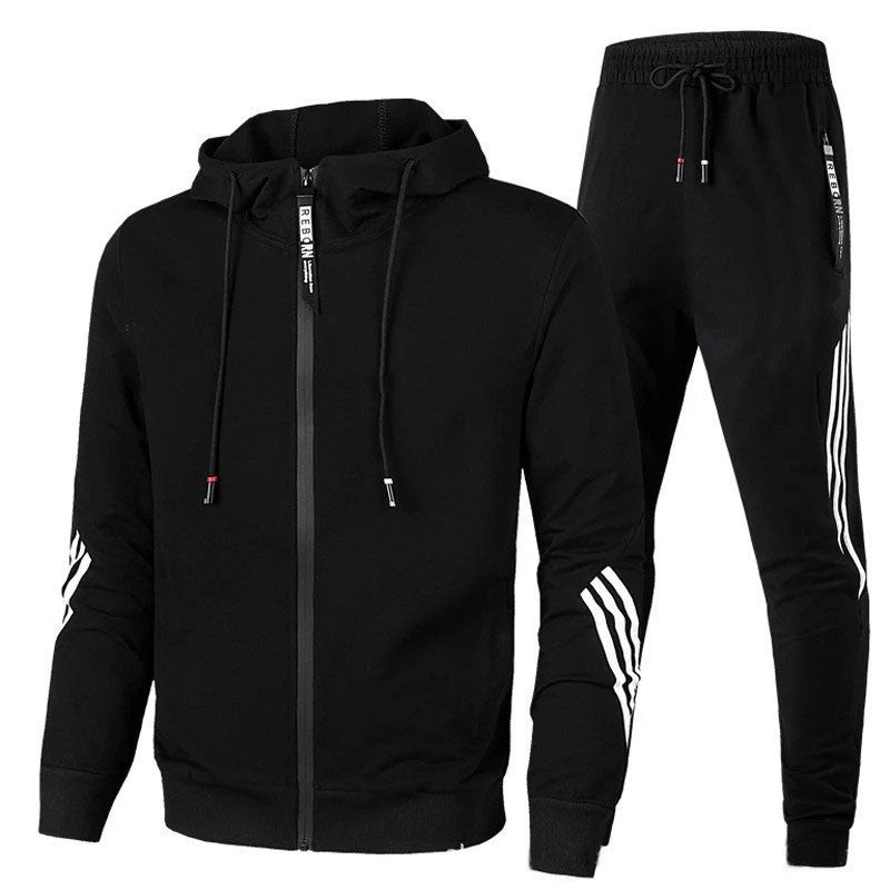 Printed Hooded Sports Sweatshirt and Pants Set