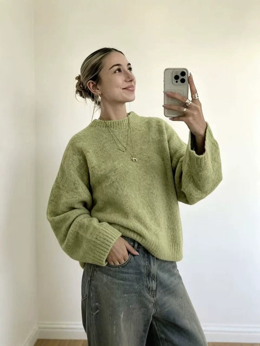 Womens Solid Color Knit Pullover