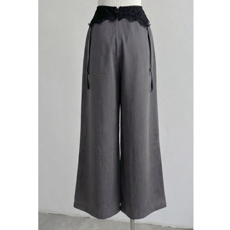 Womens Lace Wide-Leg Casual Pants