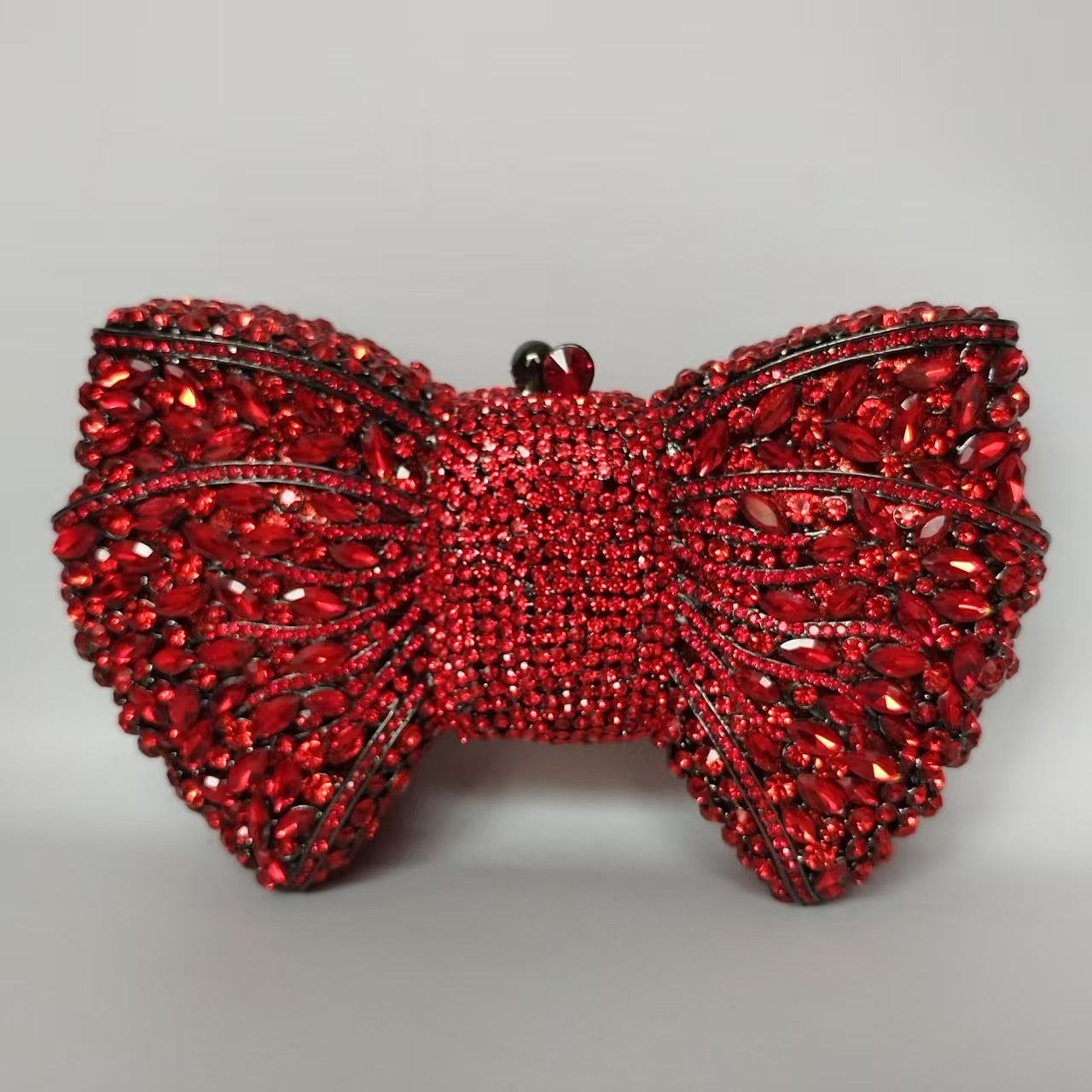 Rhinestone Bow Evening Bag with Chain