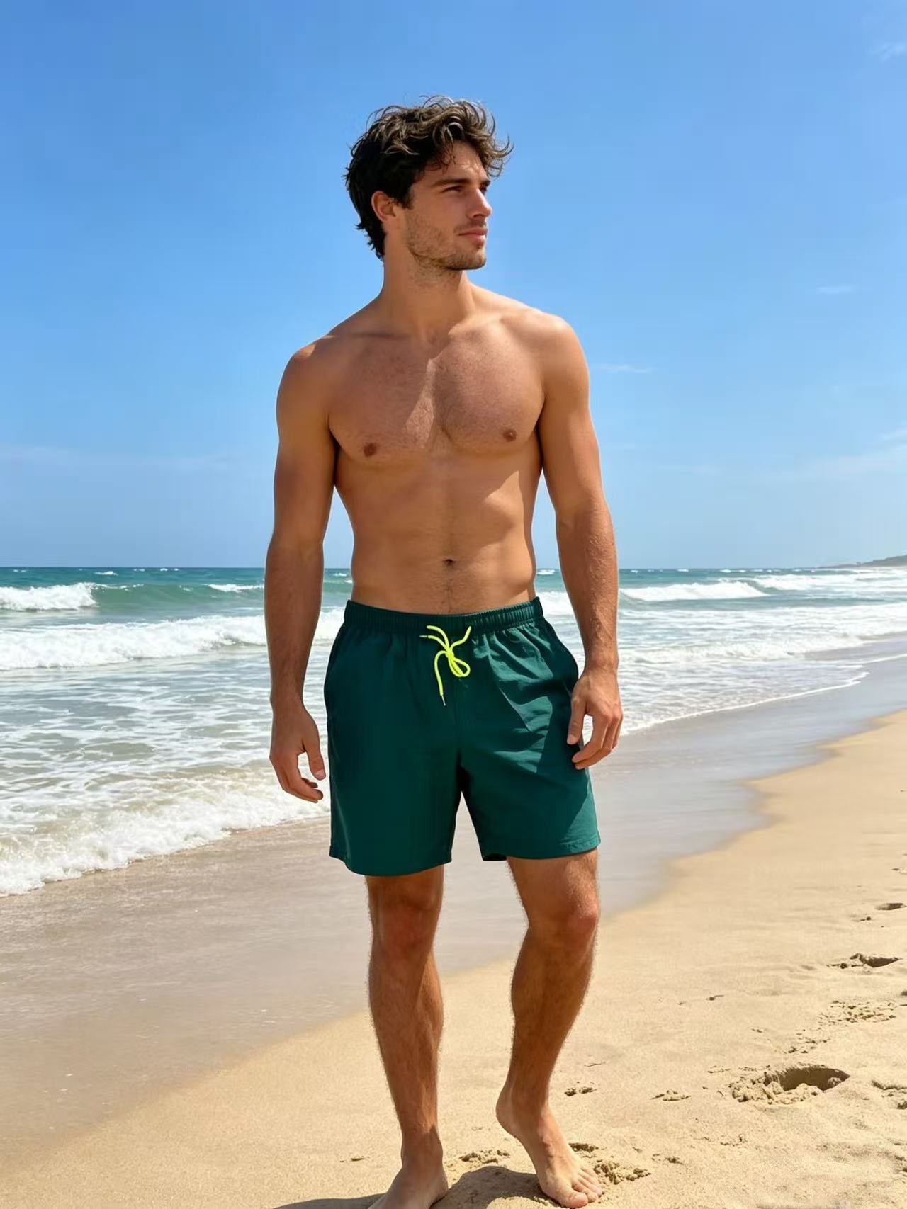 Men Summer Casual Shorts Quick Dry Loose Fit Beach Shorts