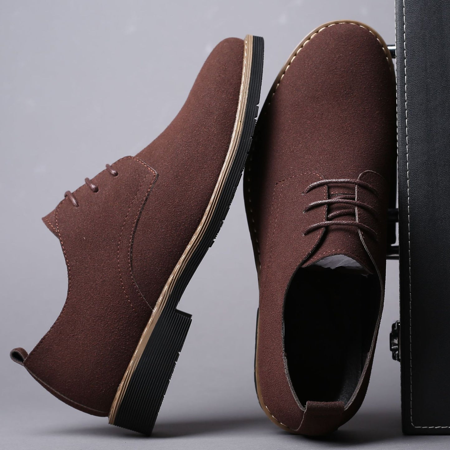 Men's Frosted Casual Work Shoes Multicolor Men's Leather Shoes Lace-Up Fashion Trend Large Size Shoes