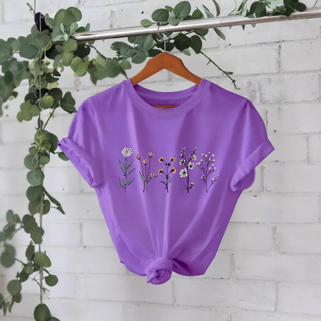 Round neck floral print top