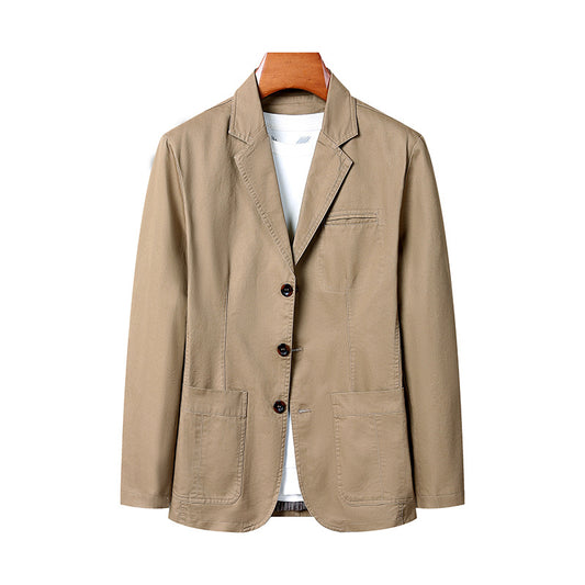 Men Vintage Solid Color Loose Fit Cotton Casual Blazer Jacket