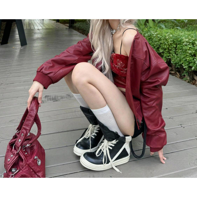 Retro Nationale Trend Korte PU Leren Jas