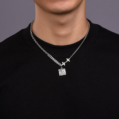 Trendy zilveren heren stikselketting