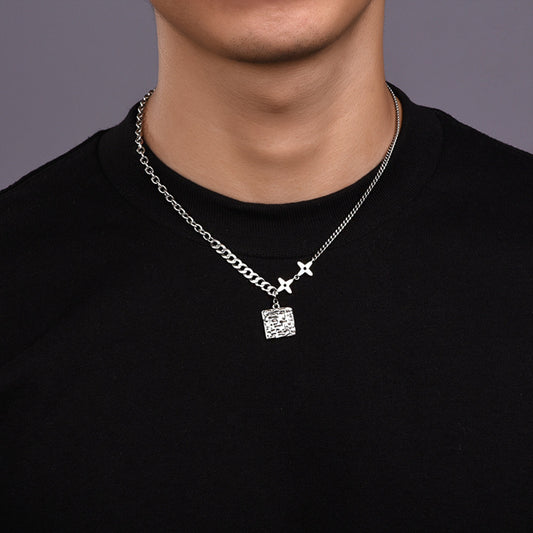 Trendy zilveren heren stikselketting