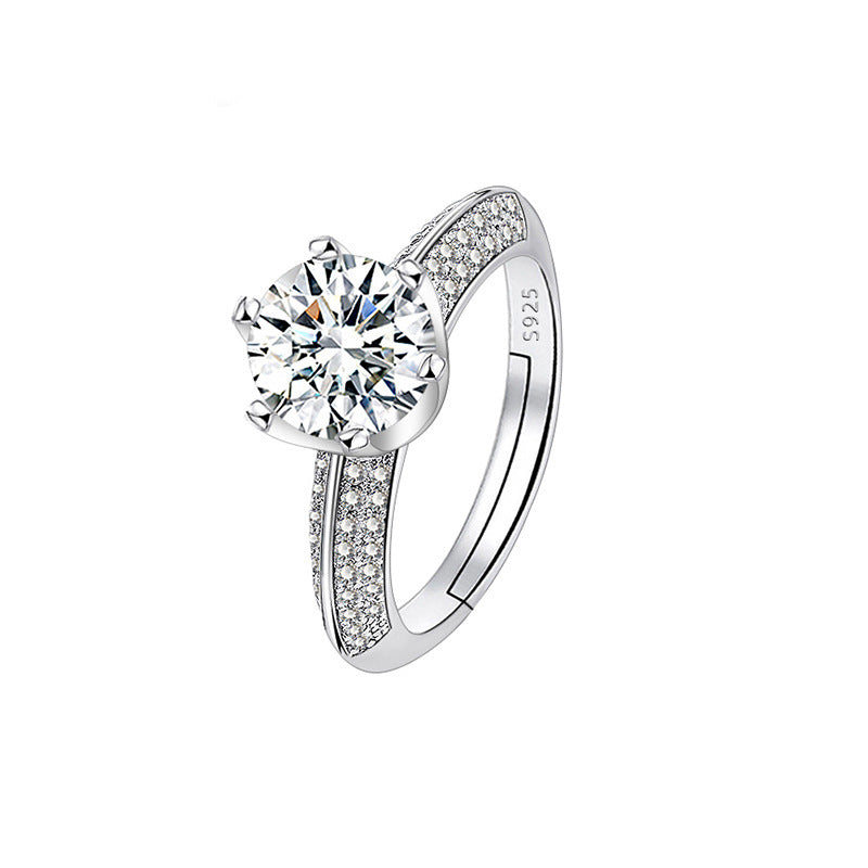 Adjustable Cubic Zirconia Ring Women Classic Six Claw Design