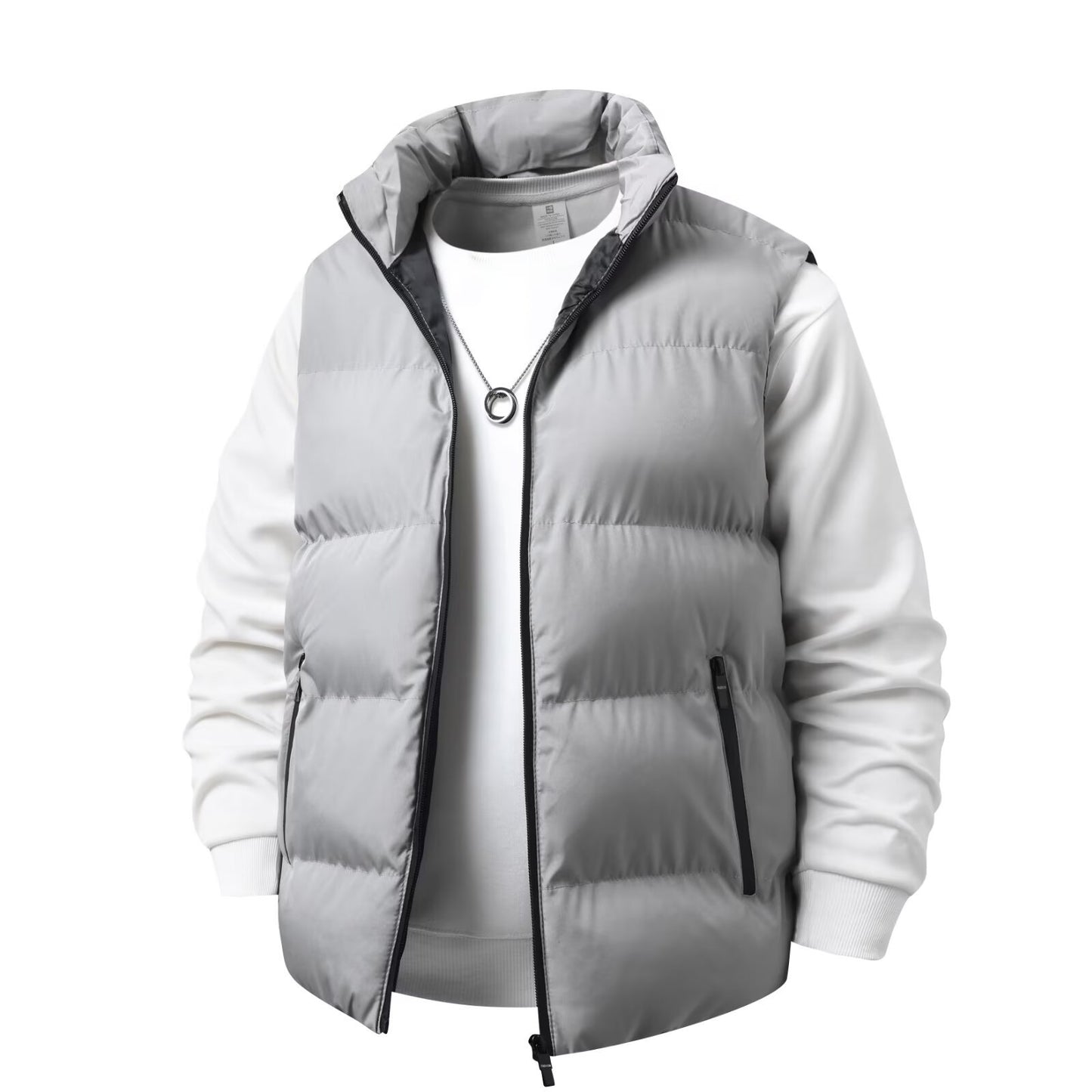 Style Simple Solid Color Fleece-Lined Warm Loose Fit Men's Vest