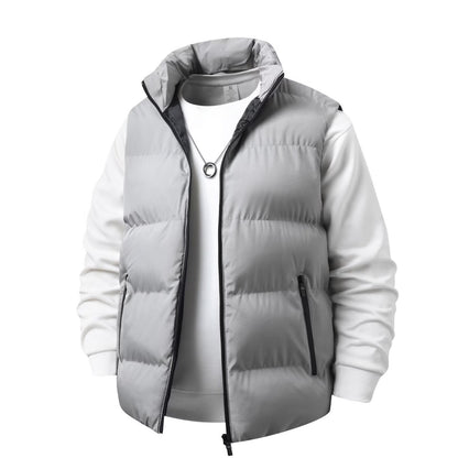 Style Simple Solid Color Fleece-Lined Warm Loose Fit Men's Vest