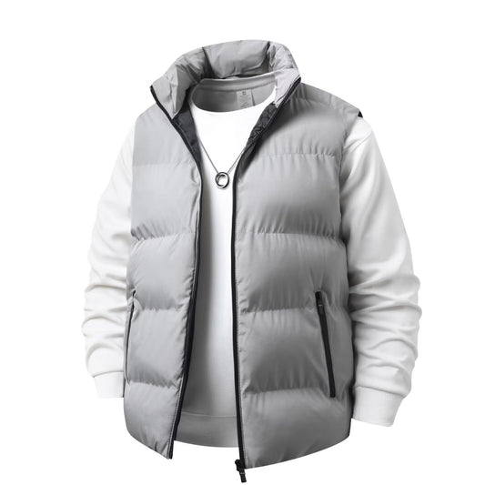 Style Simple Solid Color Fleece-Lined Warm Loose Fit Men's Vest