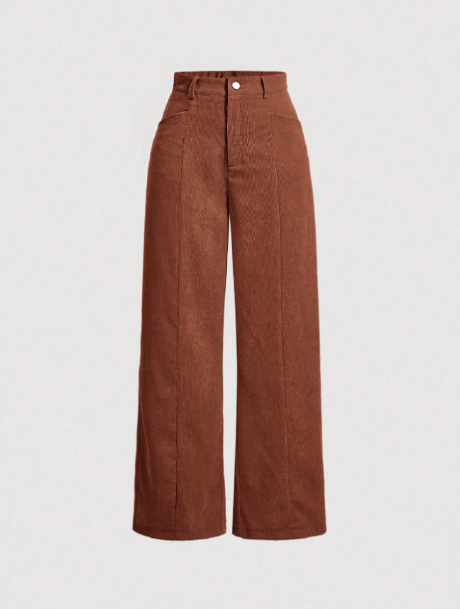 Retro High-Waist Wide-Leg Corduroy Women's Trousers
