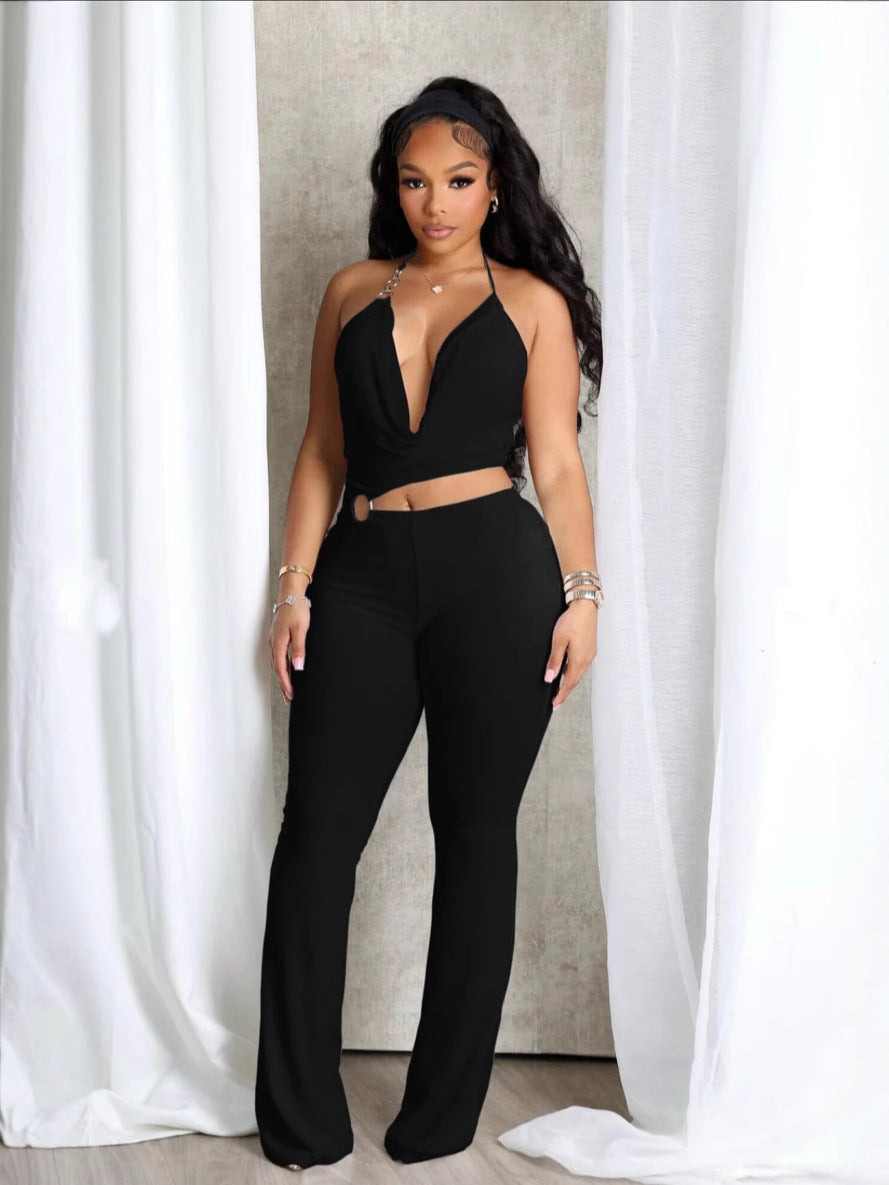 Women's Halter Neck Hollow-Out Jumpsuit