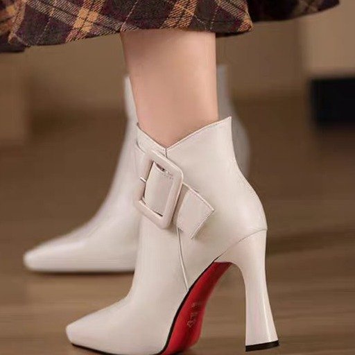 Women's PU Leather Thick Heel Platform Mini Boots with Side Zipper