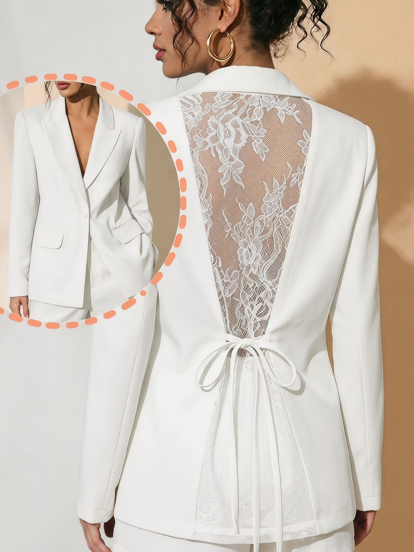 New high-end back thin lace see through strap waist cinching suit jacket women's black suit jacket