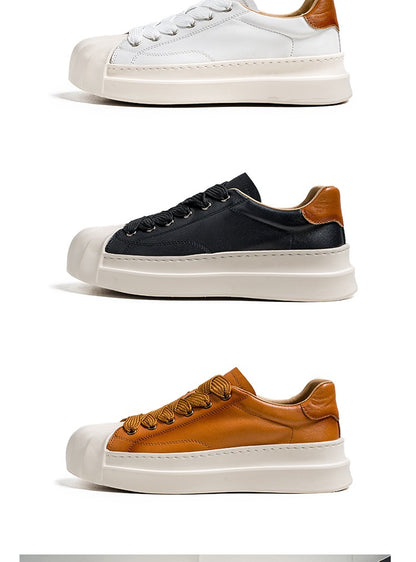 Lage casual leren sneakers met aparte neus voor heren