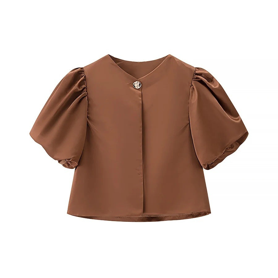 Women's Fashion Casual Bubble Sleeve Blouse