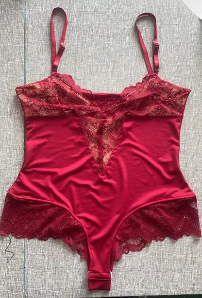 Lace Splicing Sexy Strap Bodysuit for Women Plus Size