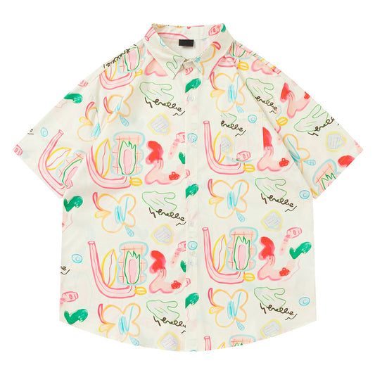 Short Sleeve Shirt Unisex Summer Slimming Youthful