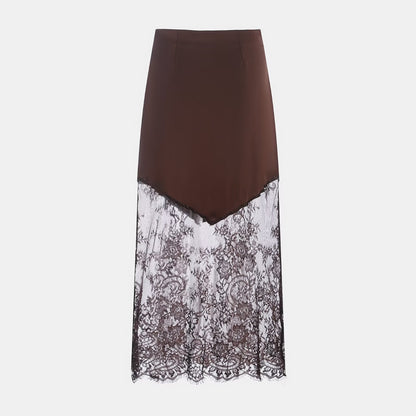 Commuting style lace patchwork high waisted skirt