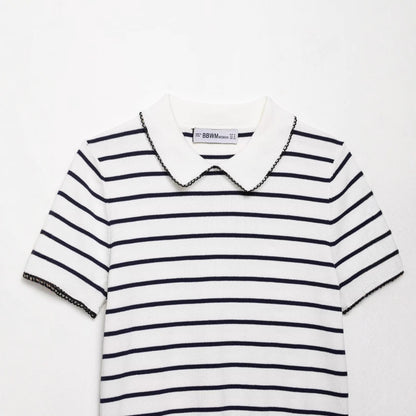 Versatile collar casual knitted top
