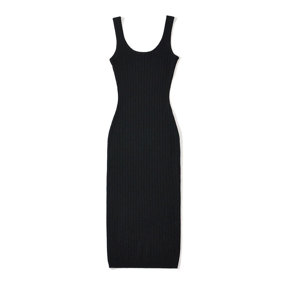 Zomerse casual geribde mouwloze midi-jurk